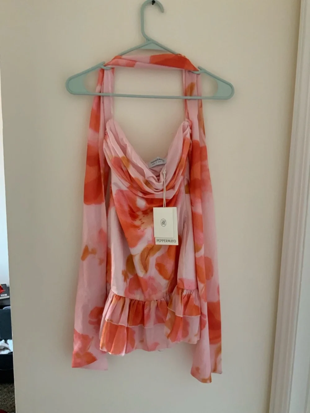 Beautiful Peppermayo strapless floral mini dress with neck scarf new with tag - Picture 5 of 7